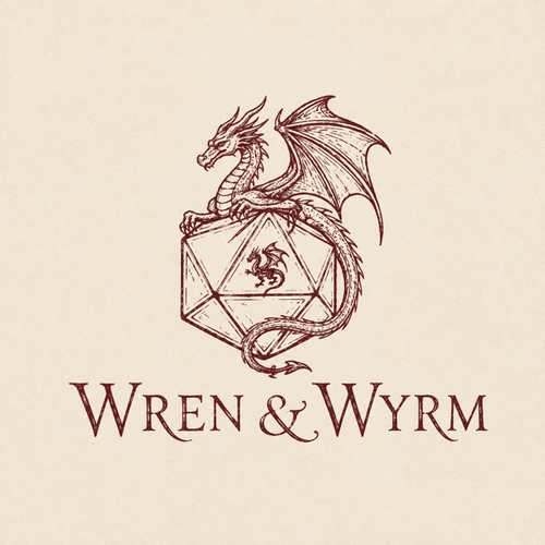 Wren & Wyrm — dragon coiled around a D20 dice logo